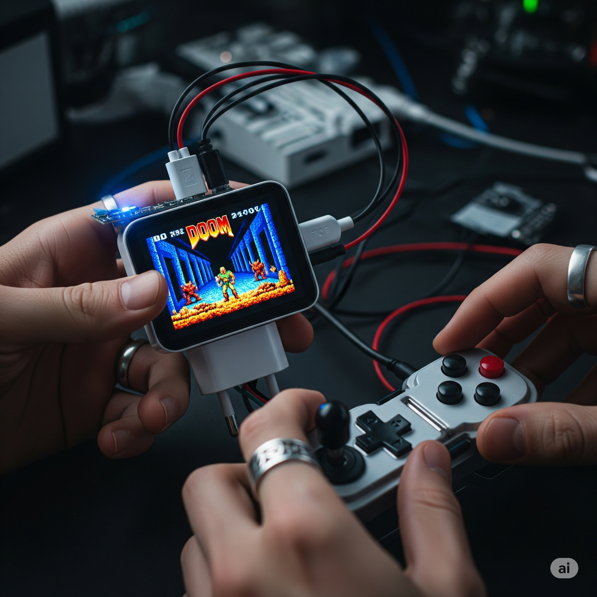 Hacker runs the classic "Doom" game on a phone charger